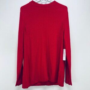 Chico’s Sweater Size 2 Women’s Red Ribbed Long sleeve Pullover Knit New